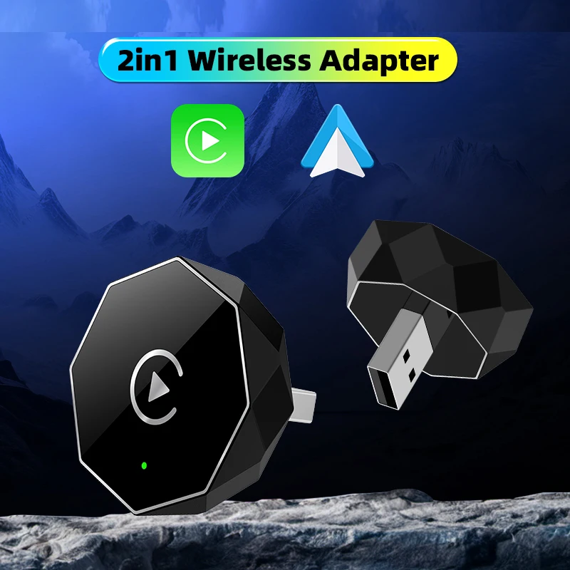 2in1 محول Carplay اللاسلكي أندرويد السيارات الذكية دونغل صندوق صغير التوصيل والتشغيل لفولفو بنز كاديلاك جيب لكزس بويك VW #1