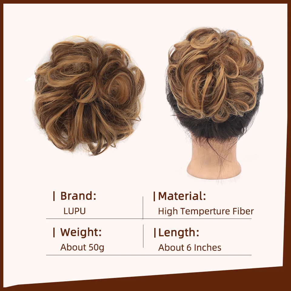 Xnaira Messy Hair Bun Synthetic Claw Clip in Chignon for Women Hair Scrunchies Extension Curly Wavy Messy Updo Hairpiece