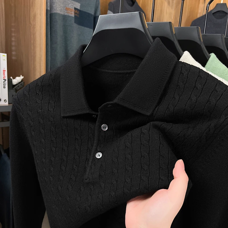 الرجال الخريف طويلة الأكمام عالية الجودة تريكو سترة متعددة الألوان التلبيب الجاكار رائعة السترة أزياء الرجال الملابس