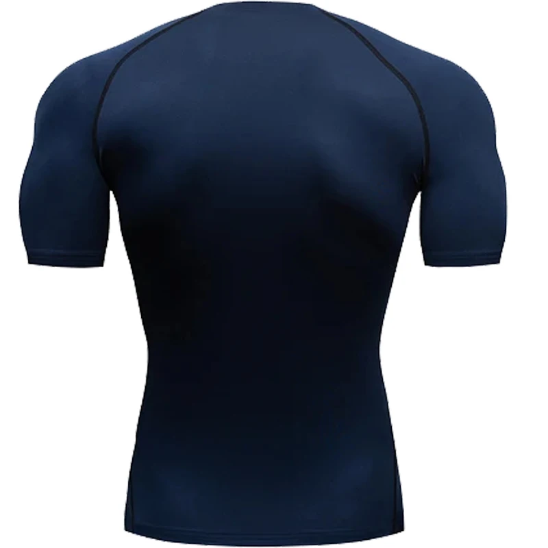 Men's five-pointed star printed compressed shirt, summer short-sleeved quick, gym exercise running T-shirt, sports T-shirt top