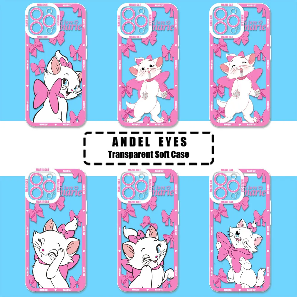 

Disney Marie Cat Bow Full Case For Samsung Galaxy A15 A14 A13 A06 A05 A05S Note 20 10 Ultra Pro A50 A30 A21S Transparent Cover