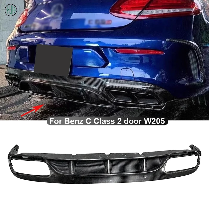 For Mercedes Benz C Class W205 C63 C43 C260 2 doors Carbon Fiber Car Rear Bumper Lip Diffuser Spoiler Parts Upgrade Body kit