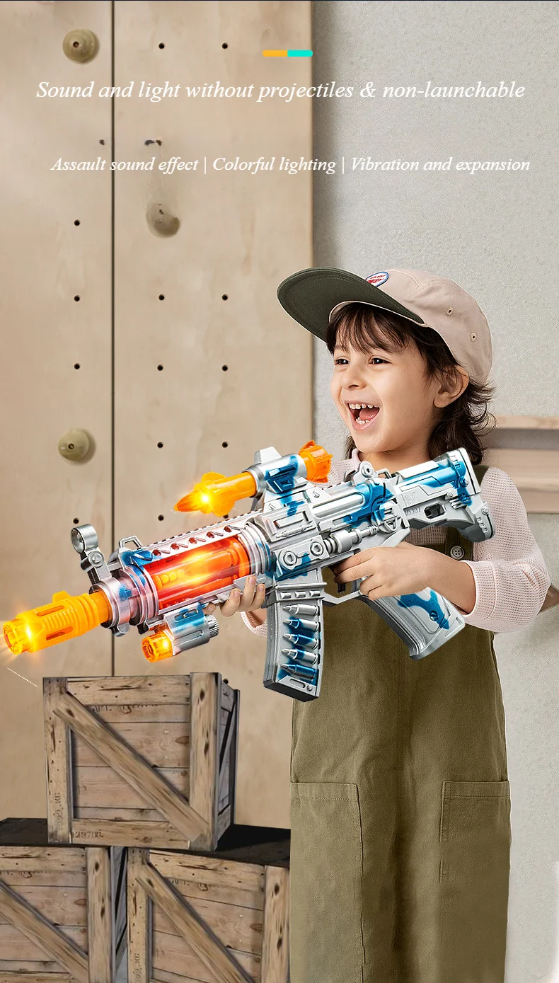 Elektrische Spielzeugpistole für Kinder, realistische Maschinen-Maschinenpistole, Modell wie echte Waffen mit Sound-Lichteffekten, nicht frende Kindergeschenke – Detail 2