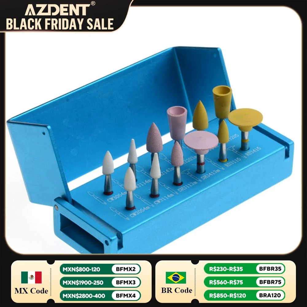 Dental Composite Polishing Kit AZDENT RA for Low Speed Handpiece Contra Angle Silicone Diamond Polishers Porcelain Zirconia