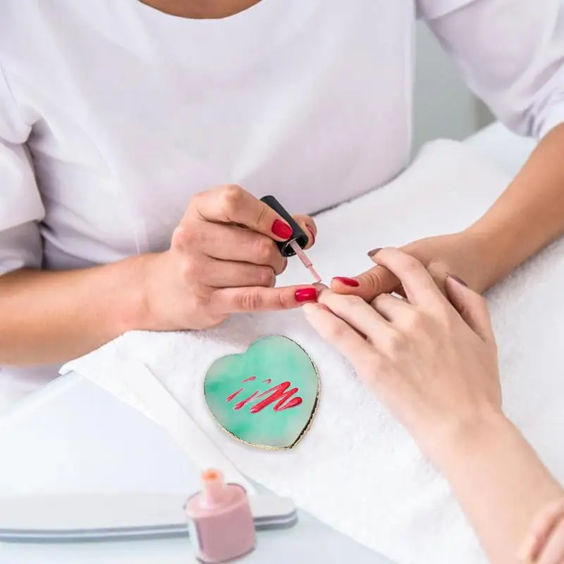 Nail Pallet for Nail Art Small Heart Shape Color Mixing Plate Multifunctional Nail Holder Portable Golden Edge Cosmetic Mixing