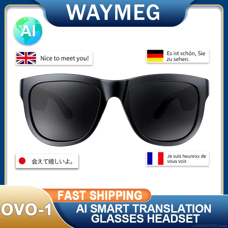 OVO-1 Smart Glasses Earphone Wireless AI Translator HiFi Stereo Sunglasses Headset Outdoor Sports Tourism Headphone Long Standby
