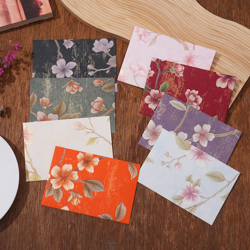 Custom Retro Cloud Brocade Floral Handwritten Ancient Style Large High-End Envelope Bag In Stock Invitation Card