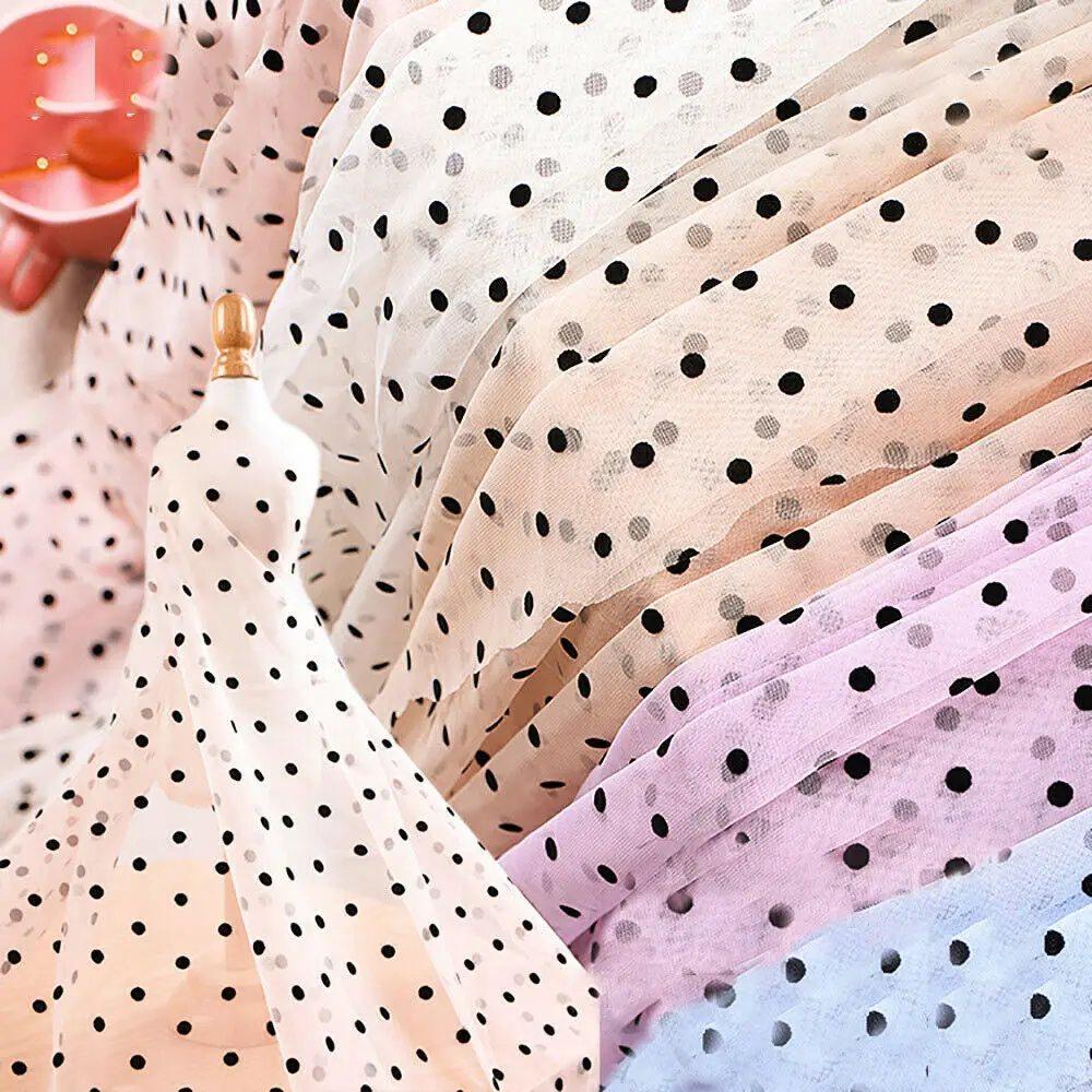 Polka Dot Tulle Spotted Mesh Net Soft Stretch Fabric High Quality for DIY Handmade Craft Sewing Apparel Dress