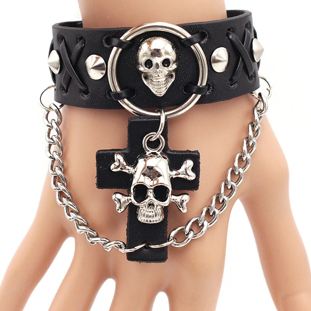 

Bracelet Punk Style Cowhide Jewelry Creative Skull Fashion H Decor Durable Safe Material Halloween Accessories Wrist
