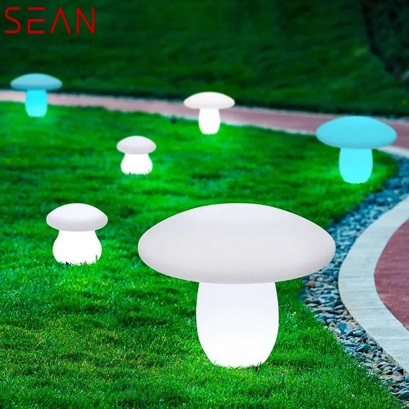 SEAN Outdoor Mushroom Lawn Lamps with Remote Control White Solar 16 Colors Light Waterproof IP65 for Garden Decoration