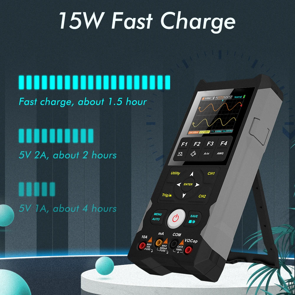 ET202D 3in1 Oscilloscope Multimeter Signal Source Dual Channel 250MSa/s Sampling Rate Handheld Oscilloscopes for Electronic Test