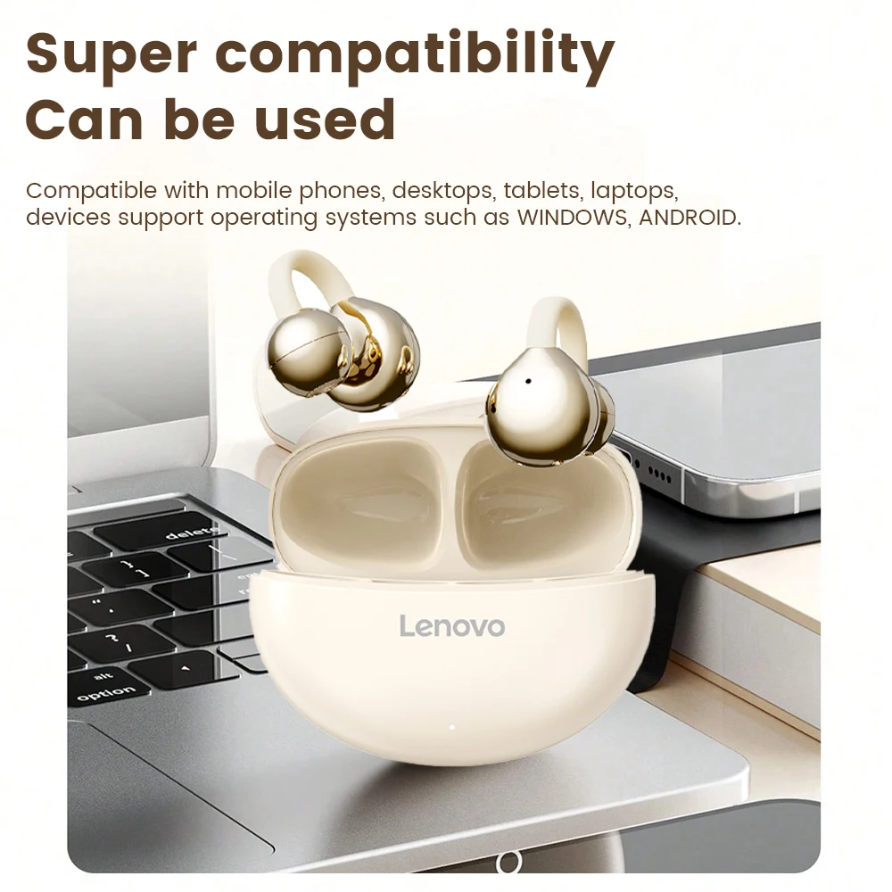سماعات لينوفو TA410 اللاسلكية TWS بلوتوث 5.4 مؤثرات صوتية بانورامية، سماعات عمر بطارية طويلة جدًا، مريحة في الارتداء #6