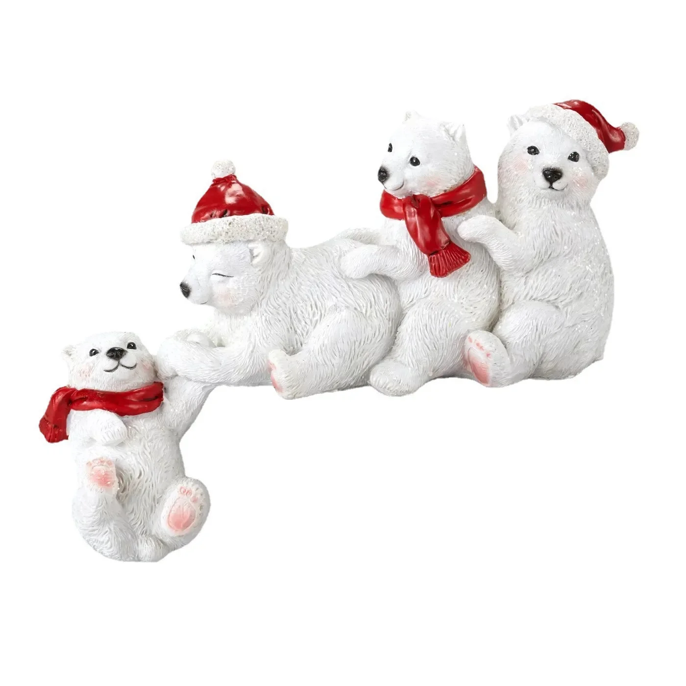 Tabletop Resin Polar Bear Christmas Santa Claus Dwarf Rudolph Family A Helping Hand Table Corner Ornaments Door Frame Decoration
