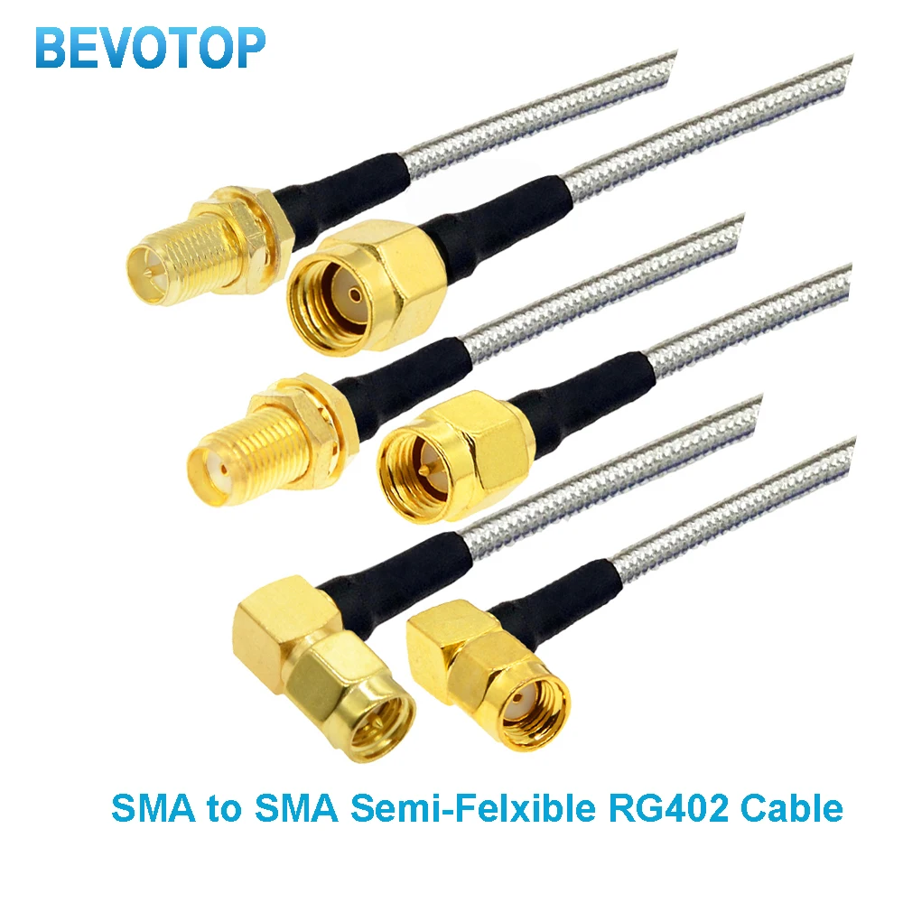 1PCS RG402 SMA Connector Male to Female Semi-Flexible Silver RF Coaxial Cable High Frequency 50ohm 6GHz Test Pigtail