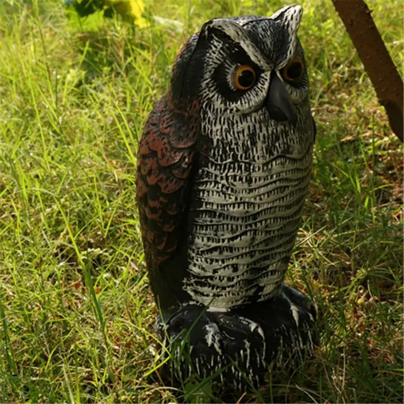 Plastic Owl Figurine Decoy for Garden Yard Bird Repellent Realistic Pigeon Crow Scarer Decorative Statue