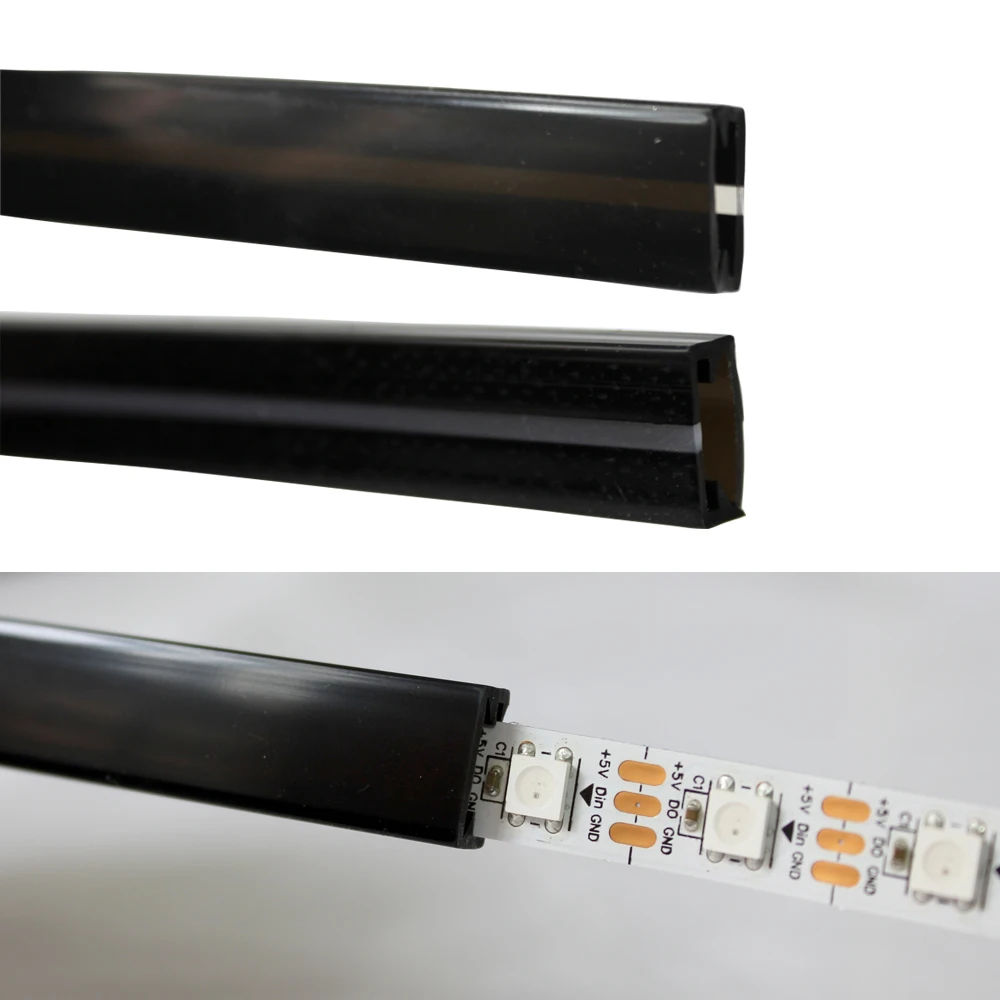Schwarze LED-Neonröhre, Silikagel, weich, flexibel, IP67, wasserdicht, für 10 mm Leiterplattenbreite WS2812B SK6812 WS2811 5050 RGB SMD-Streifenlicht – Detail 3