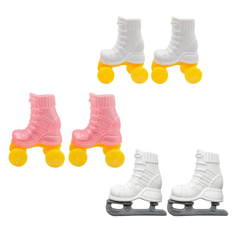 1Pair Mini Roller Skate For 30cm Doll 1:6 Dollhouse Miniature Flat Skates Shoes DIY Dolls AccessoriesKids Pretend Play Toys