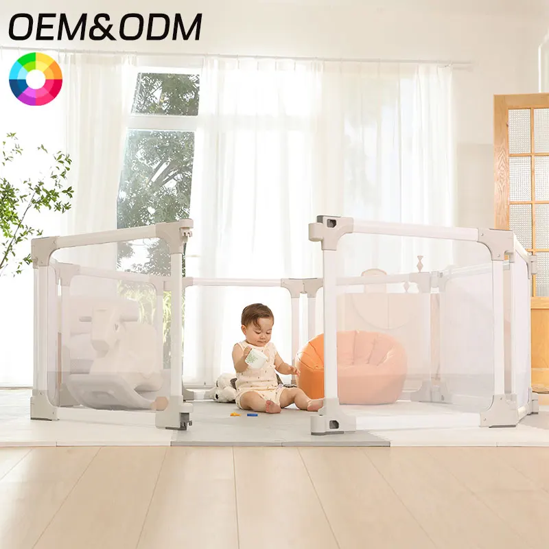 Plastic Safety Fence Visible View Portable Play Yard Protection Babi Foldable Baby Kids Playpen Game Folding Fence Toys