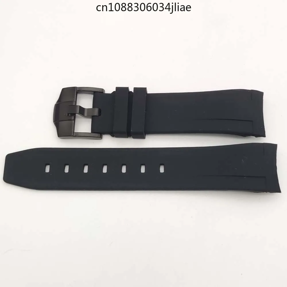 22MM Rubber Strap Seiko 007 Black Pin Buckle Elbow Curved Strap, Watch Strap