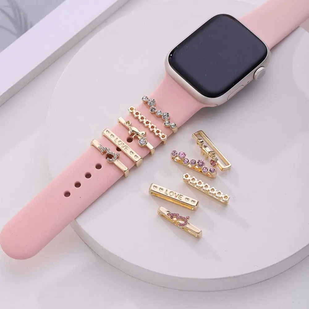 Correa de Metal con diamantes para reloj inteligente, anillo decorativo para Apple Watch, adorno de correa, accesorios para pulsera iwatch