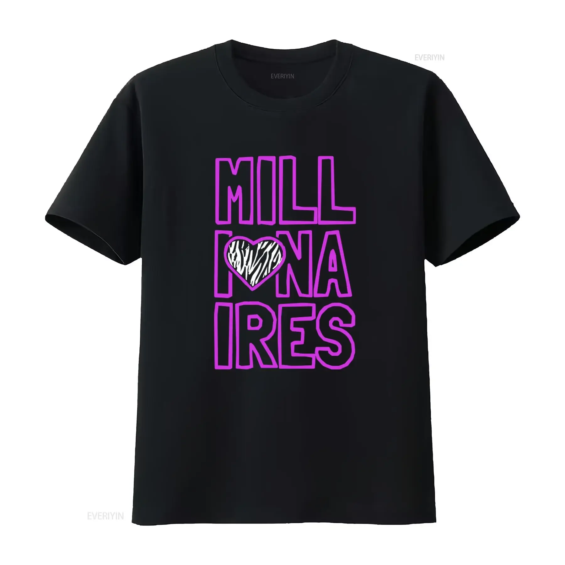 MILLIONAIRES Stacked Logo with Heart MySpace Scene Band T Shirt vintage Washed Soft Breathable designer clothes Casual Unisex
