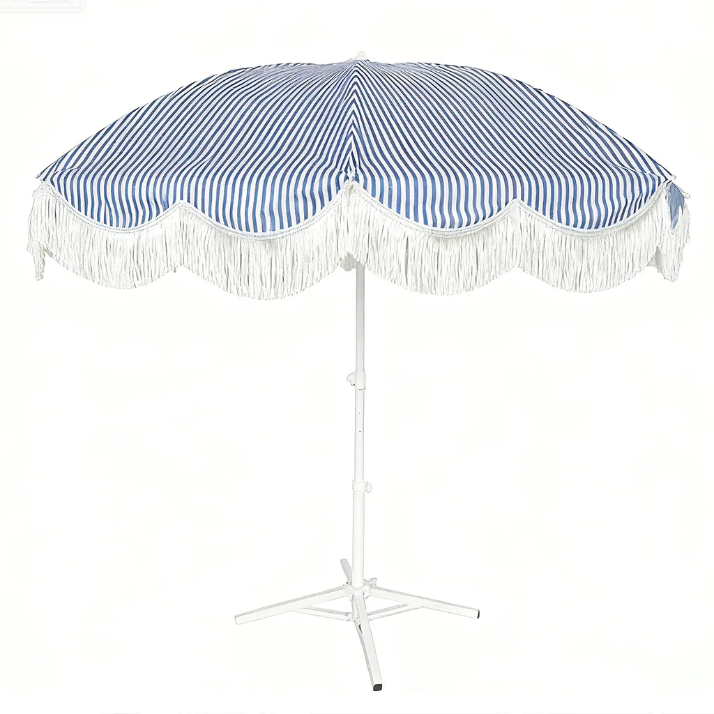 Factory Direct 2026 Garden thickened outdoor parasol blue and white simple retro sun umbrella commercial heat insulation UV prot