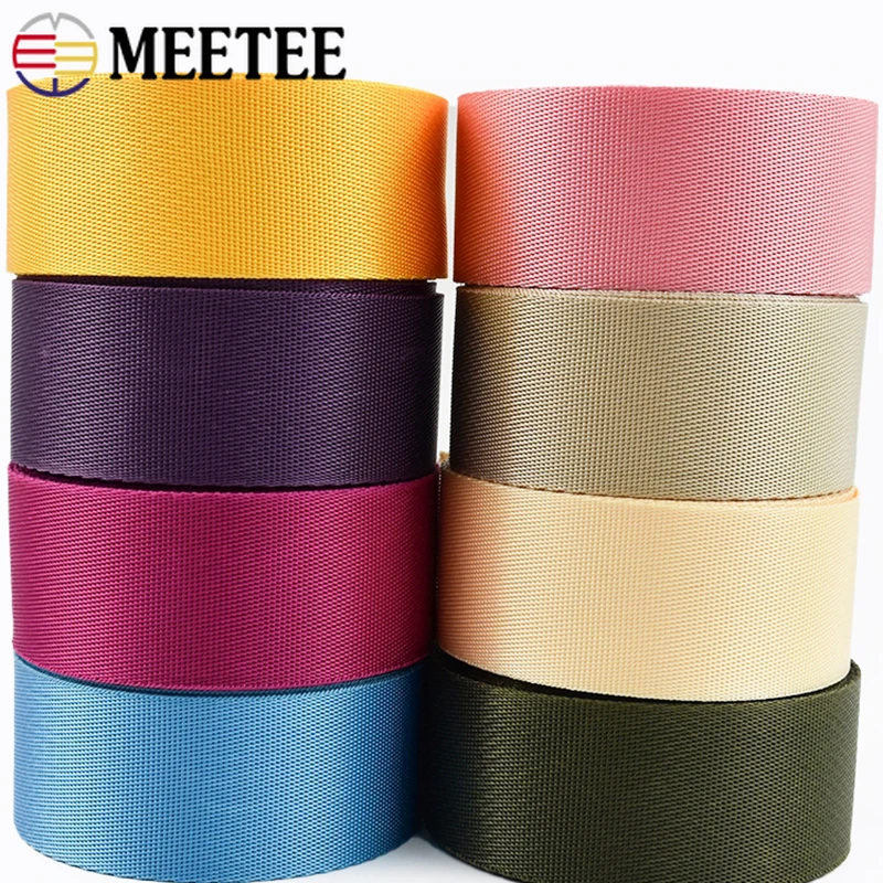 

Meetee 8M 20-50mm Nylon Webbing Tape for Backpack Strap Band Ribbons Seat Belt Label DIY Bags Binding Fabric Sewing Accessories