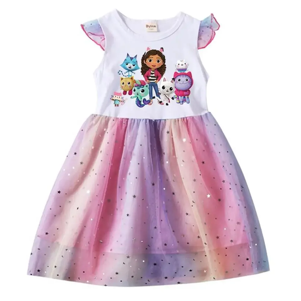 Girls' Dresses Gabby's Dollhouse Cosplay Costumes Kids Cartoon Cute Dress Birthday Party Outfits Casual Summer Clothing