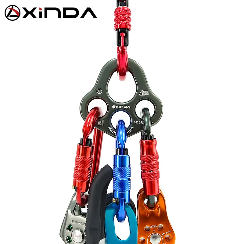 XINDA Professional Accessory Split Rope Plate Divide 4-hole Force Plate Outdoor  Four-hole Plate Rock Climbing Equipment