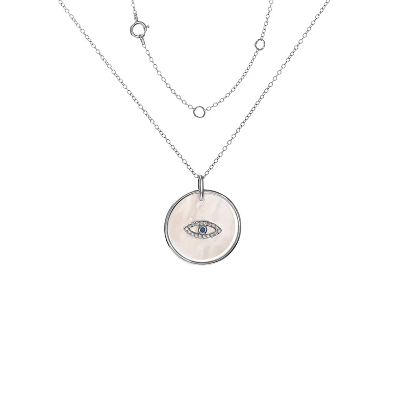 Europe and America Border Sterling Silver Devil's Eye Necklace Female Fashion High Sense Full Zircon Pendant Cl