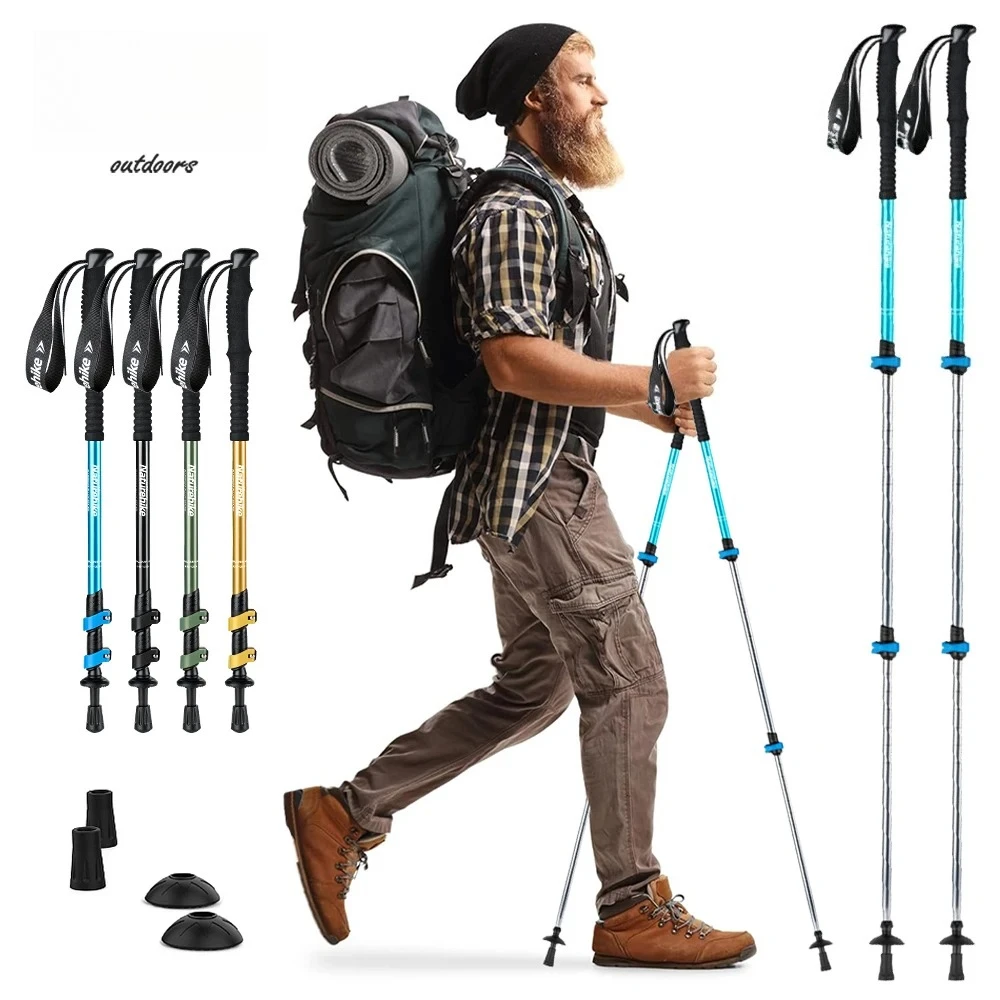 

Climbing cane with three external locks made of aluminum alloy, suitable for climbing, hiking, skiing, and traveling