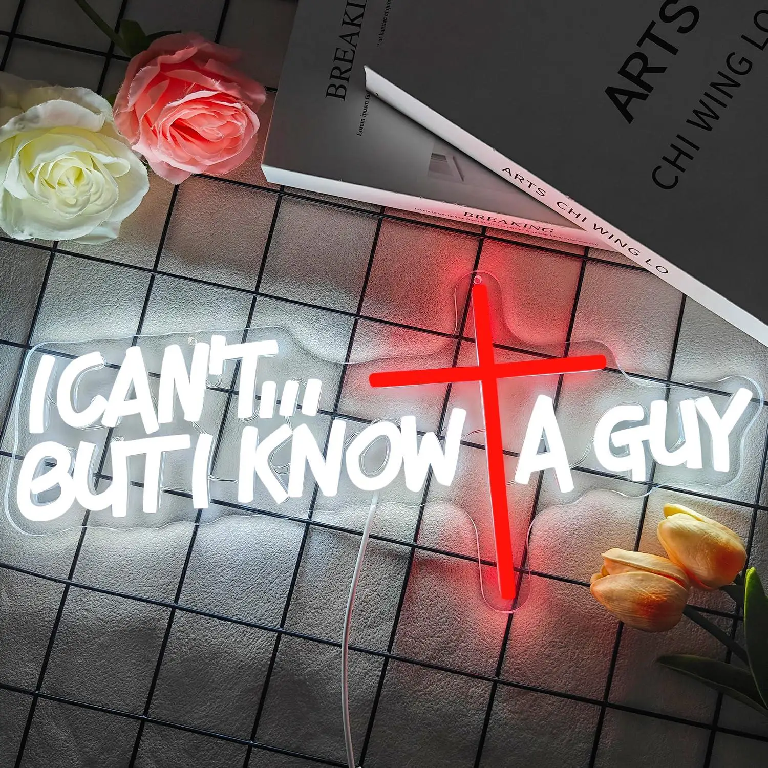 

I Cant But I Know A Guy Neon Sign Dimmable Jesus Themed Neon Lights for Christian Prayer Room Wall Decor Gift Night Light Gifts