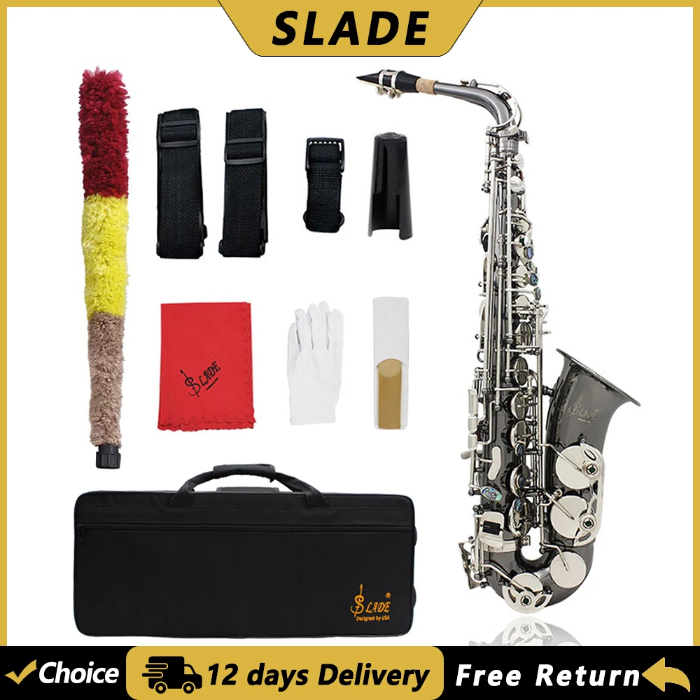 SLADE WSS948 Alto Saxophone Brass Body Eb Sax Black nickel-plated Saxofone with Case Reeds Accessories Woodwind Instrument