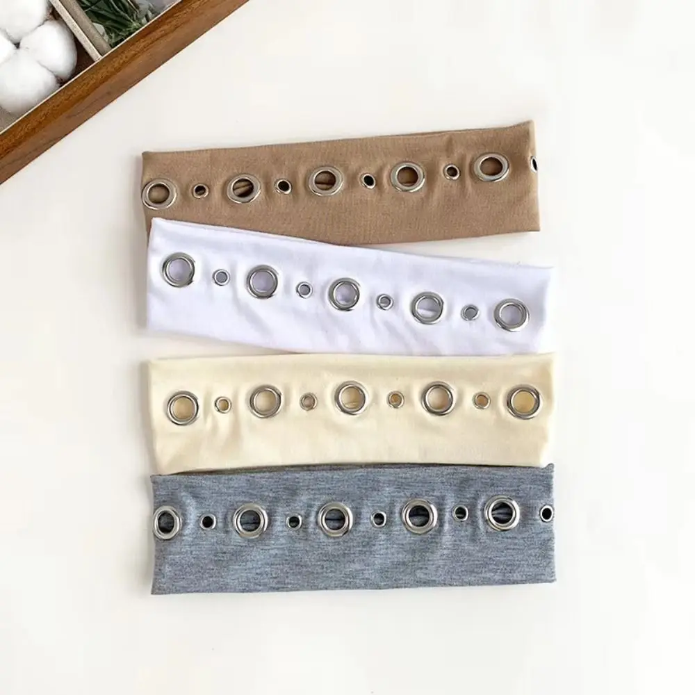 Hollowed Out Eyelets Punk Hairband Sweet Style Retro Design Eyelet Stretch Band Cool Style Rock Fabric Face Wash Headband