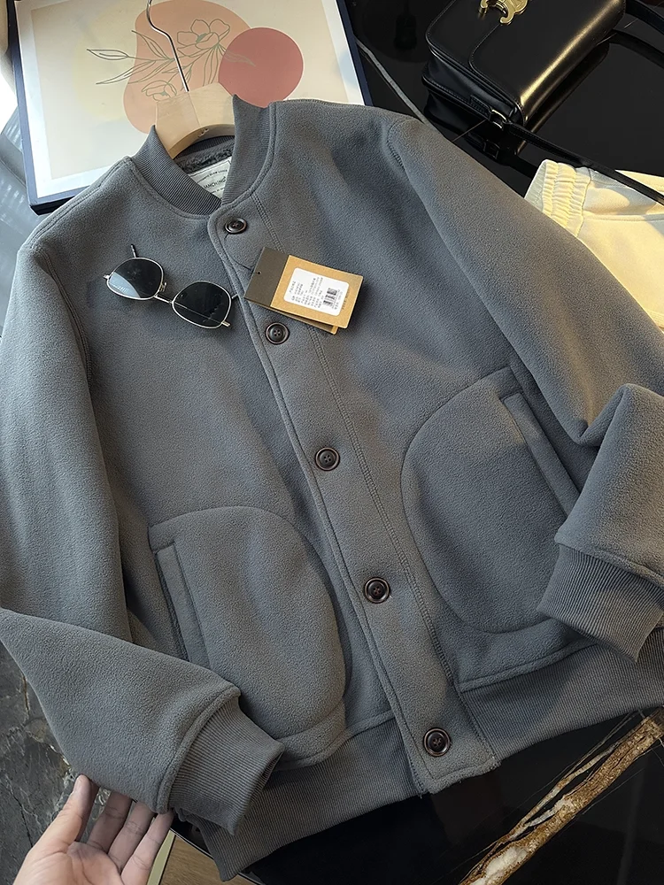 

Thiened Fce Baseball Jaet Stand Collar ex Casual Sle Warm Outerwear for Autumn And Winter Couple Matching Available