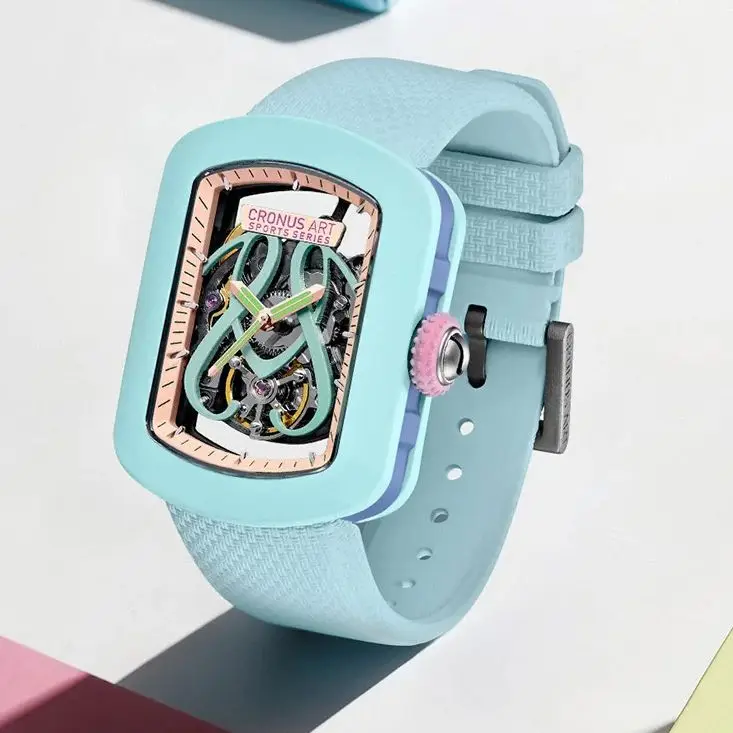 

Женские автоматические часы CRONUSART, модные, 29 мм, в корпусе-бочке, механические наручные часы для женщин, корпус из углеродистой стали, светящийся скелетонизированный циферблат