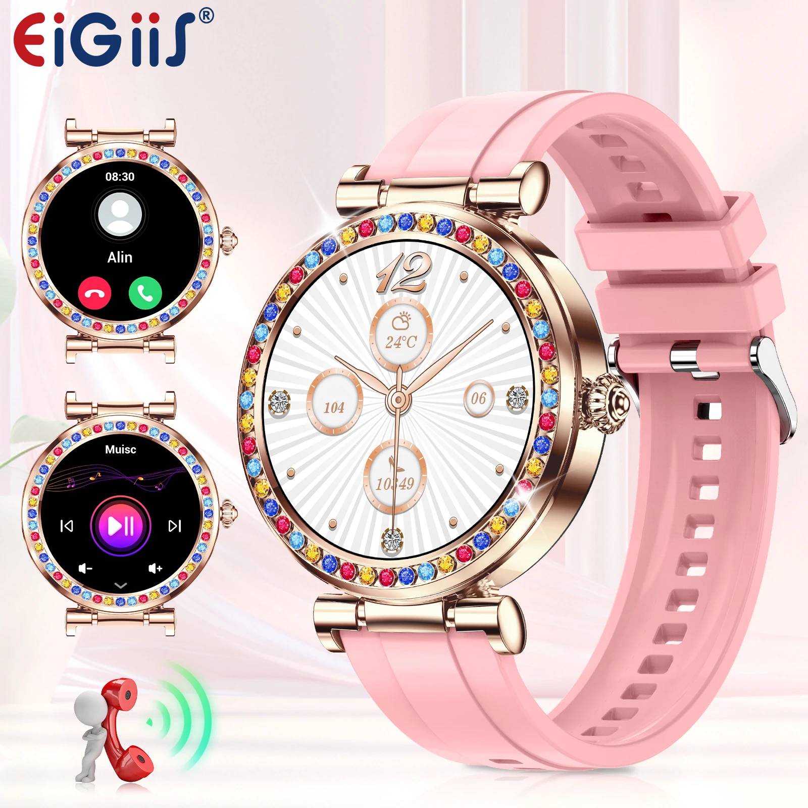 

EIGIIS Смарт-часы для женщин с трекером активности Менструальные циклы Монитор сердечного ритма сна 100+ спортивных режимов Массивные циферблаты