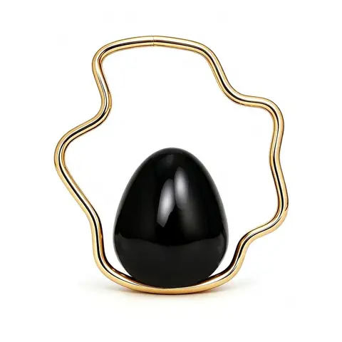 Metal Frame Handbag Egg Clutch Bag Wavy Frame Glossy Finish Wavy Handle Clutch Egg Shape Designer Clutch Purse Wedding Banquet
