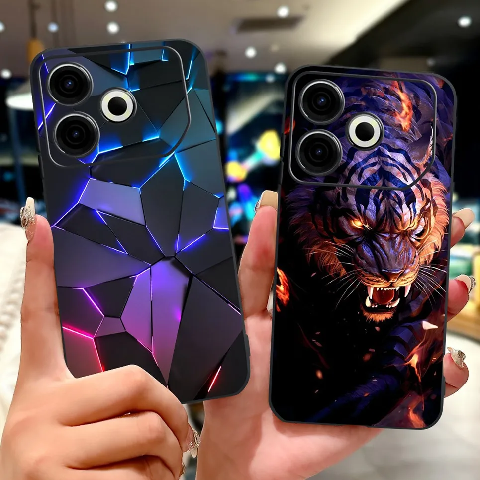 غلاف لهاتف Tecno Pova 6 Neo 4G 5G Coque Flower Butterfly Dragon Animals غطاء خلفي ناعم أسود لهاتف Tecno Pova 6 Pro Pova6 LI9