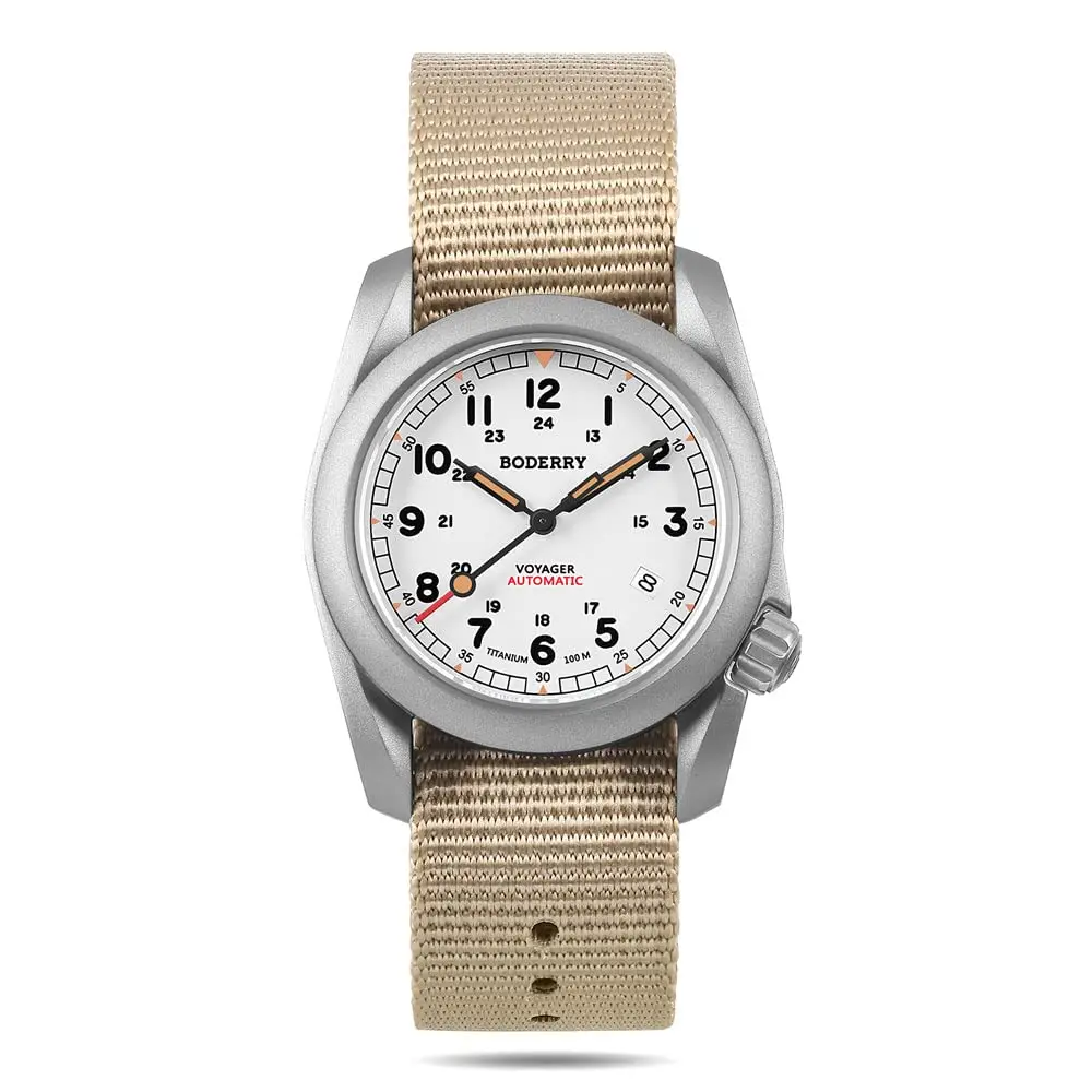YELANG BODERRY Männer Automatische Uhr 40 MM Pliot Titan Mechanische Armbanduhr 100 m Wasserdicht Saphir C3 Leucht Nylon Armband Sport 6