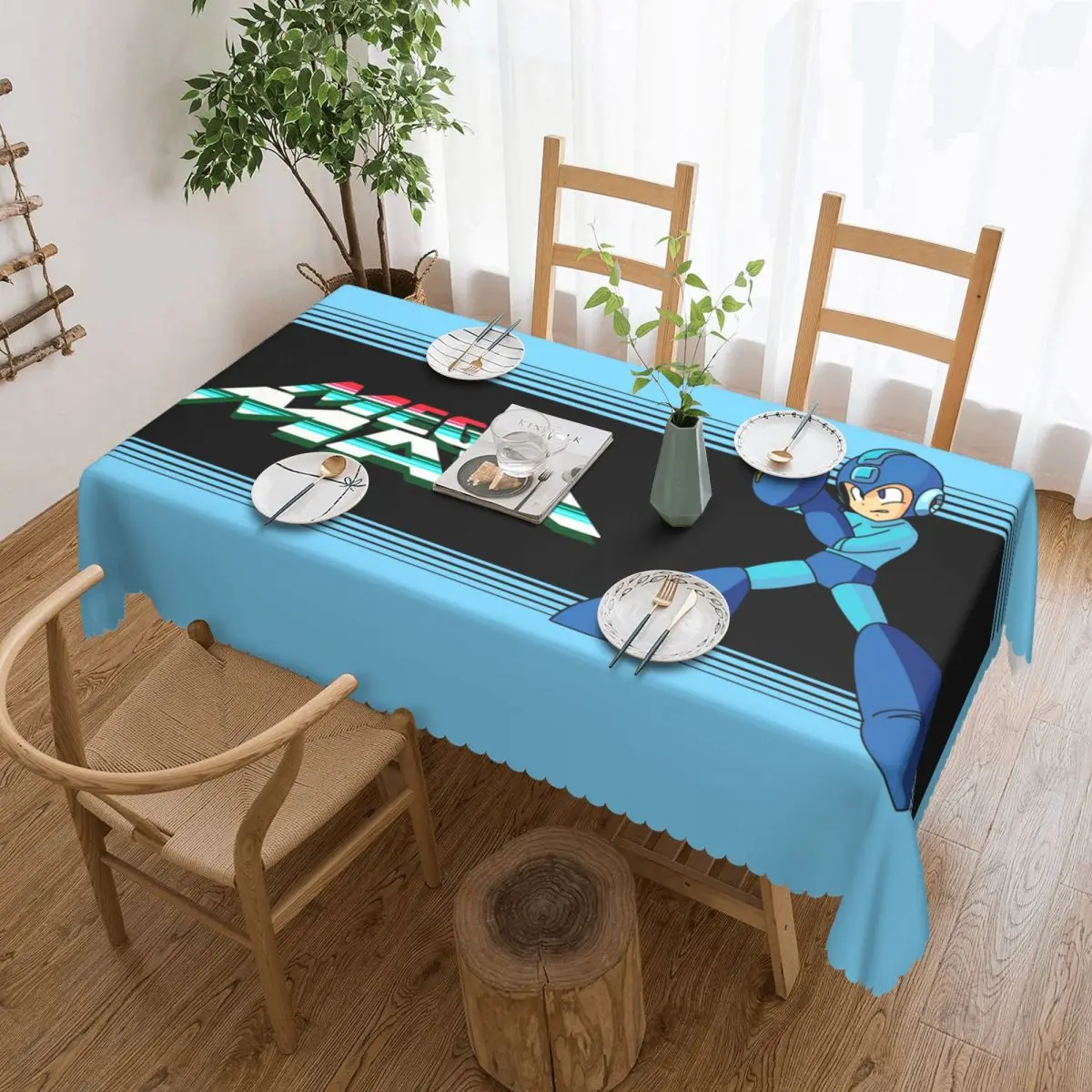 

Megaman Video Game Mega Man Custom Rectangular Tablecloth Oilproof Table Cover for Dining Events Table Cloth