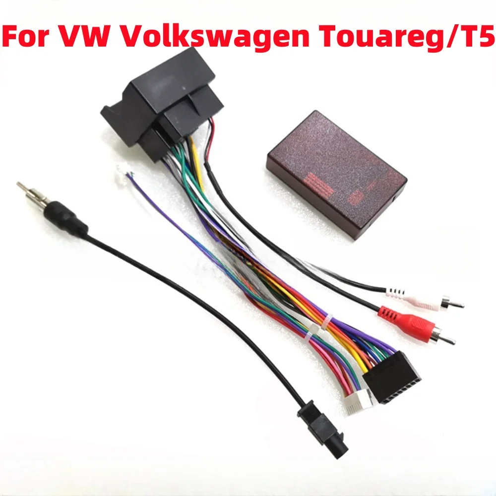 

16 Pin Car Radio Stereo Power Wiring Harness Cable Canbus Box For VW Volkswagen Touareg/ T5 Android 2 Din Car GPS Radio