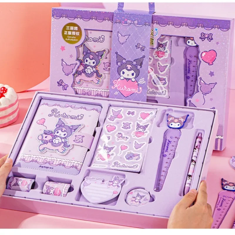 Sanrio Anime Kuromi My Melody A5 Handbook Set Gift Box Children Kawaii A6 Cinnamoroll Cute Student Stationery Pen Birthday Gifts