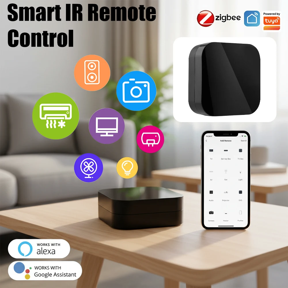 

ZigBee Smart IR Remote Control Works with Alexa Google Home Infrared Remote Controller Powered by Tuya for Smart Home