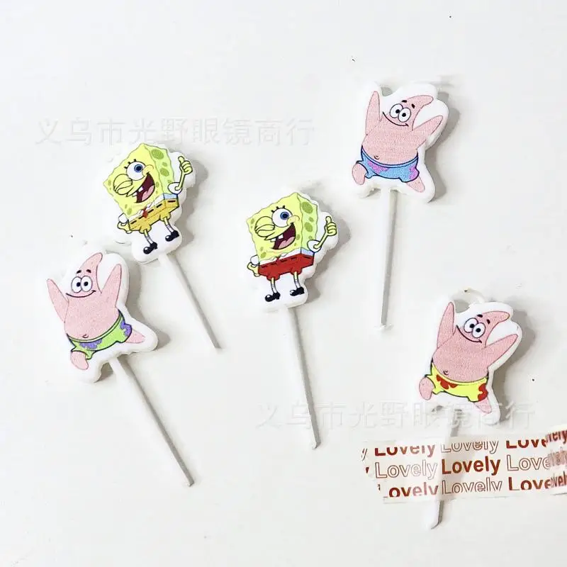 5Pcs Hot Selling Spongebob Patrick Star Candle Baking Room Birthday Cake Decoration Cartoon Pattern Originality Party Atmosphere