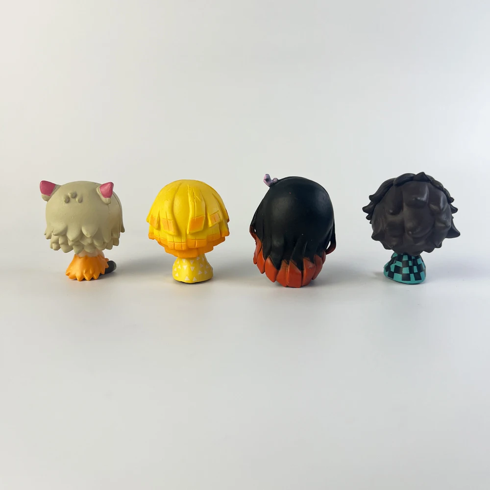 4PCS/Set Anime Demon Slayer Nezuko Tanjirou Zenitsu Inosuke Mini Figurine Kawaii Action Figure PVC Model Collectible Doll Toys