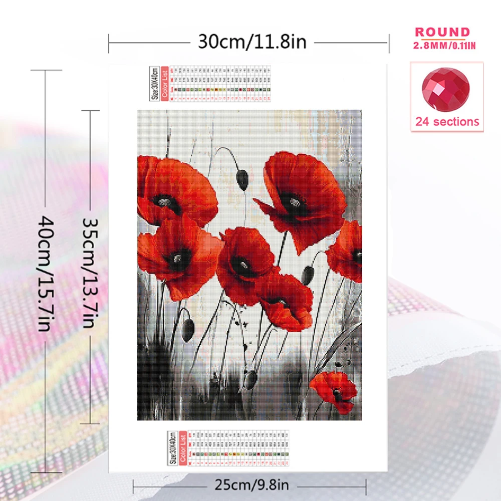 Momoart New Arrival Diamond Embroidery Flower Picture Of Rhinestones Diamond Painting Poppy Cross Stitch 5D DIY Mosaic Wall Art