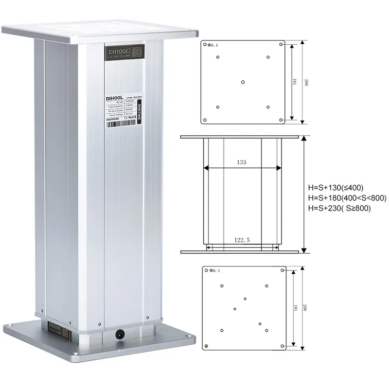 Imagem -04 - Coluna de Elevação Mesa 12v 24v 100 Milímetros 200 Milímetros 300 Milímetros 400 Milímetros 500 Milímetros 600 Milímetros 700 Milímetros 800 Milímetros 900 Milímetros 1000 mm de Curso na Altura da Mesa Ajustável