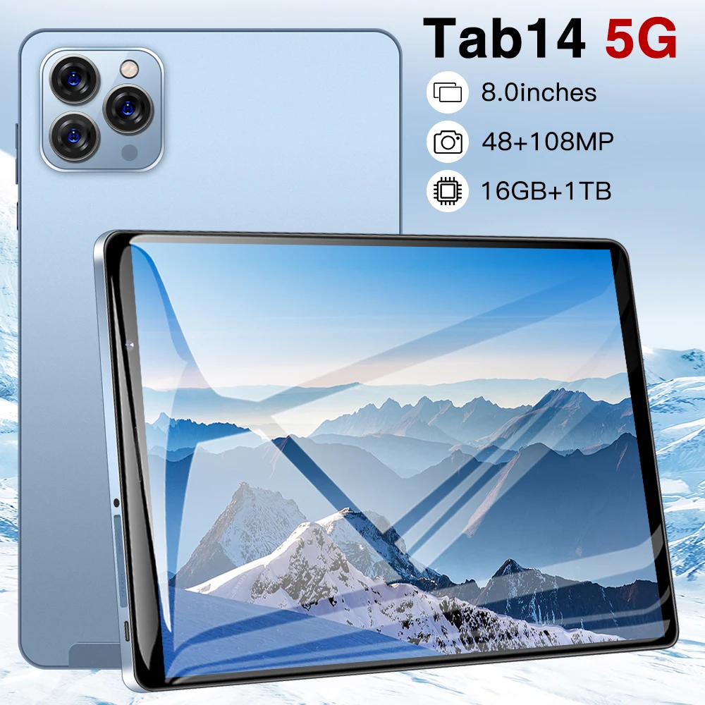 2024 Global Model New Tablet Tab14 8-inch Android 12 Bluetooth 16GB 1TB GPS WPS 5G Dual SIM HD Large screen Wifi tablet Tablet