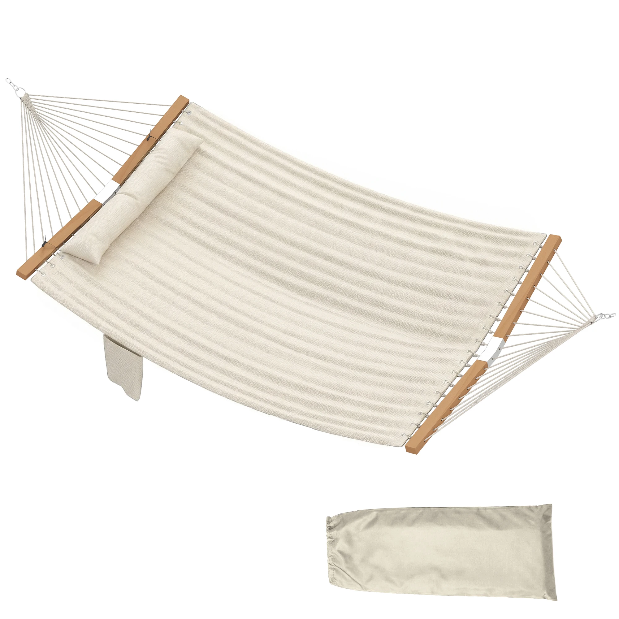 Outdoor Hammock, 2-Person, 440 Lbs Capacity, Cream White